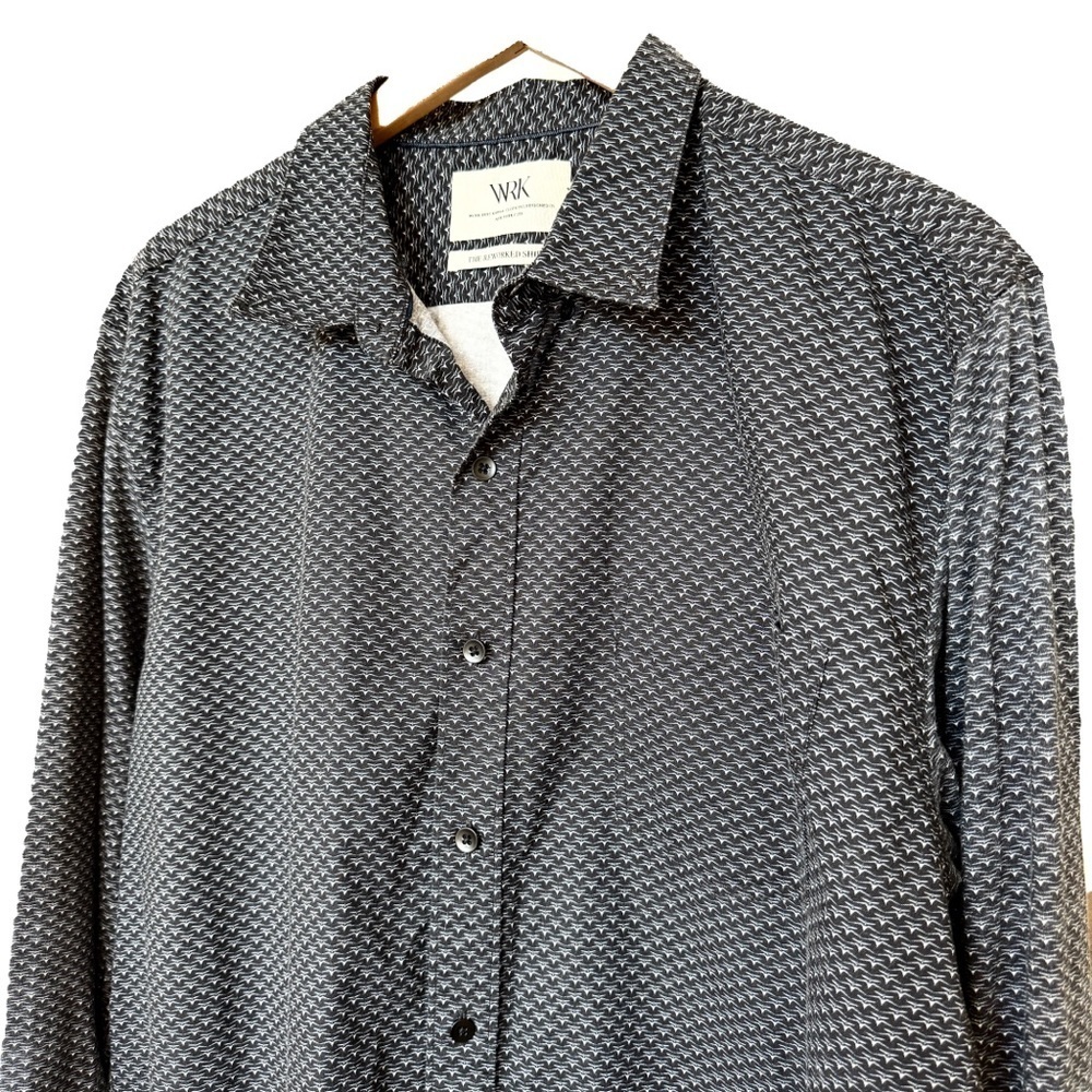 WRK Reworked Shirt Men's XL Black Geometric Long Sleeve Button-Up Casual Cotton